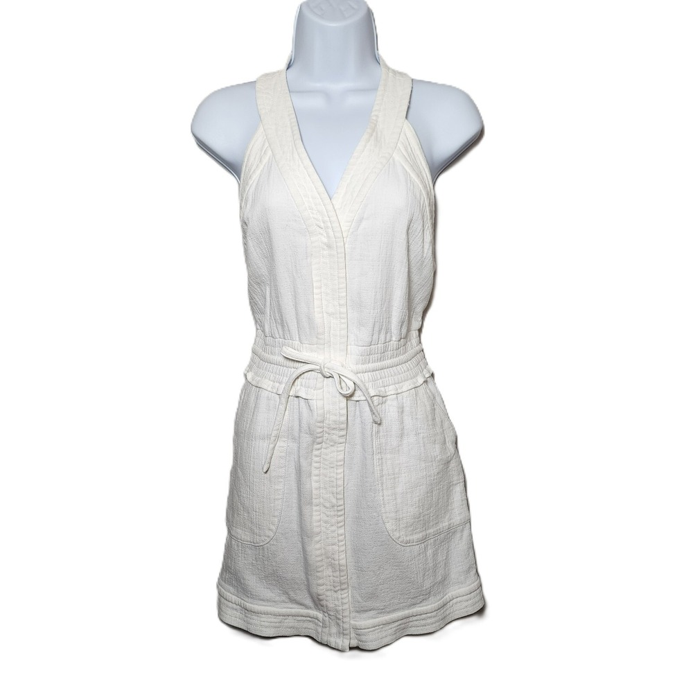 Rebecca Minkoff Dress L White Sleeveless Cotton Belted Mini Summer Style - Picture 3 of 9